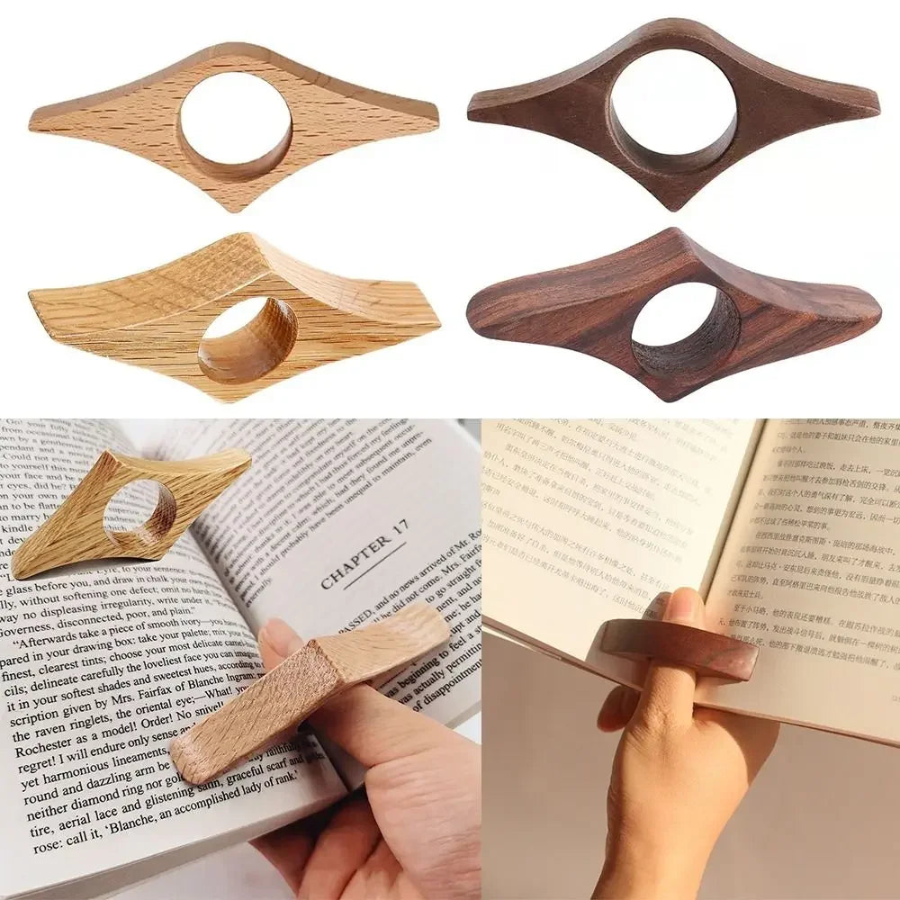 Wooden Thumb Bookmark One-Hand Reading Page Holder