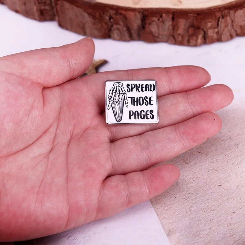 “Spread Those Pages” Enamel Pin – Book Lover Aesthetic Badge