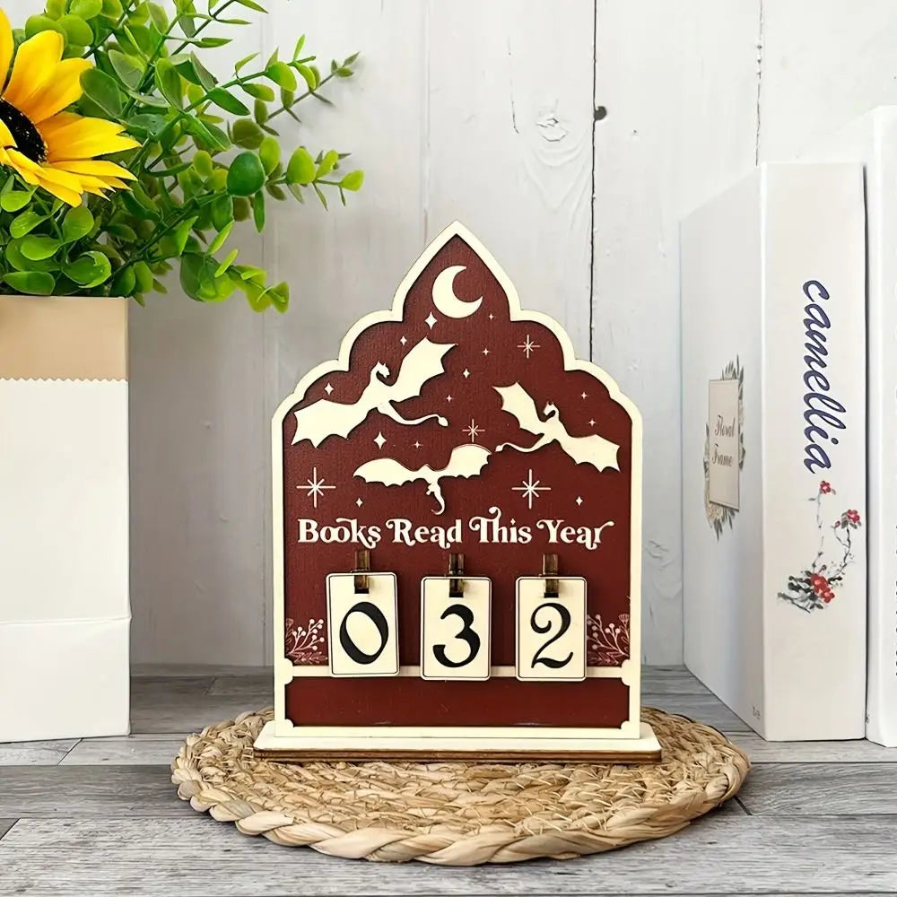 Wooden Reading Tracker – Book Lover Bookshelf Decor