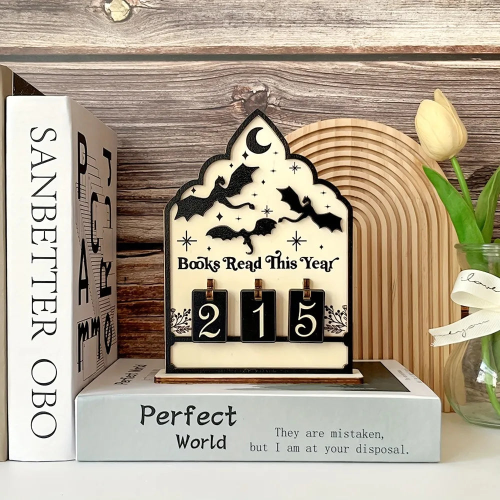Wooden Reading Tracker – Book Lover Bookshelf Decor