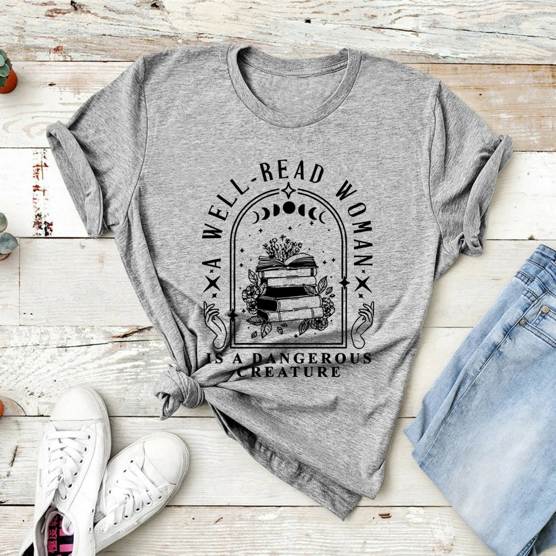 Well Read Woman Tee – Aesthetic Book Lover Shirt