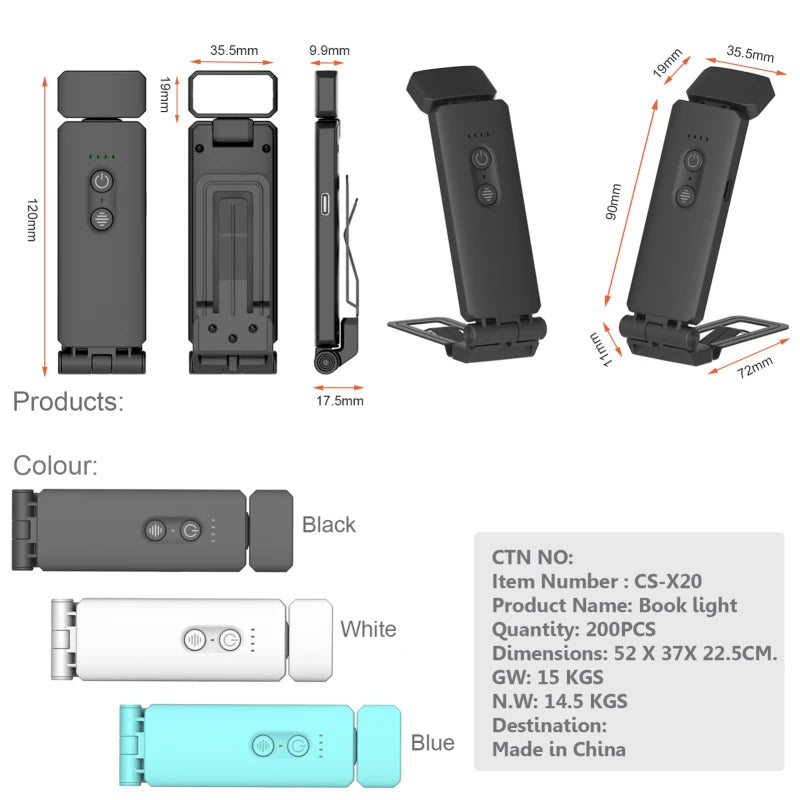 Clip-On Reading Light – USB Rechargeable Book Light