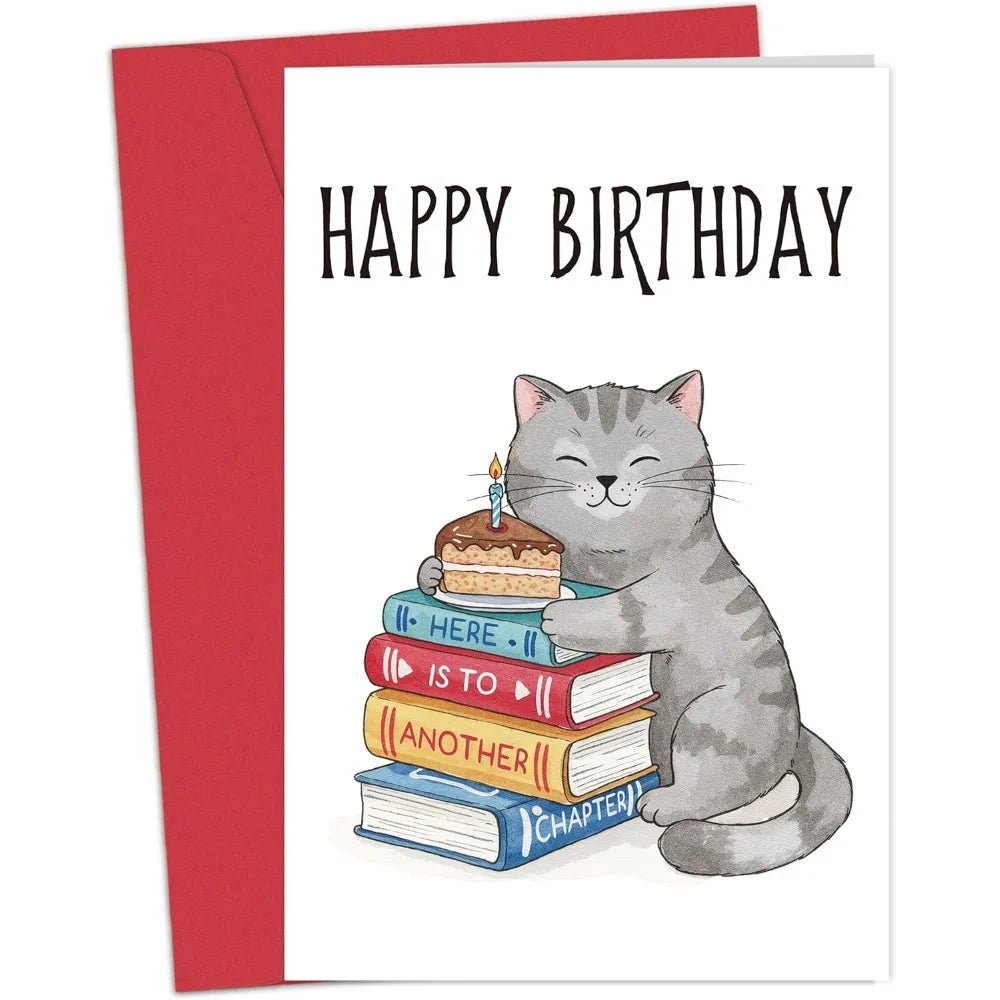 Another Chapter Cat Birthday Card