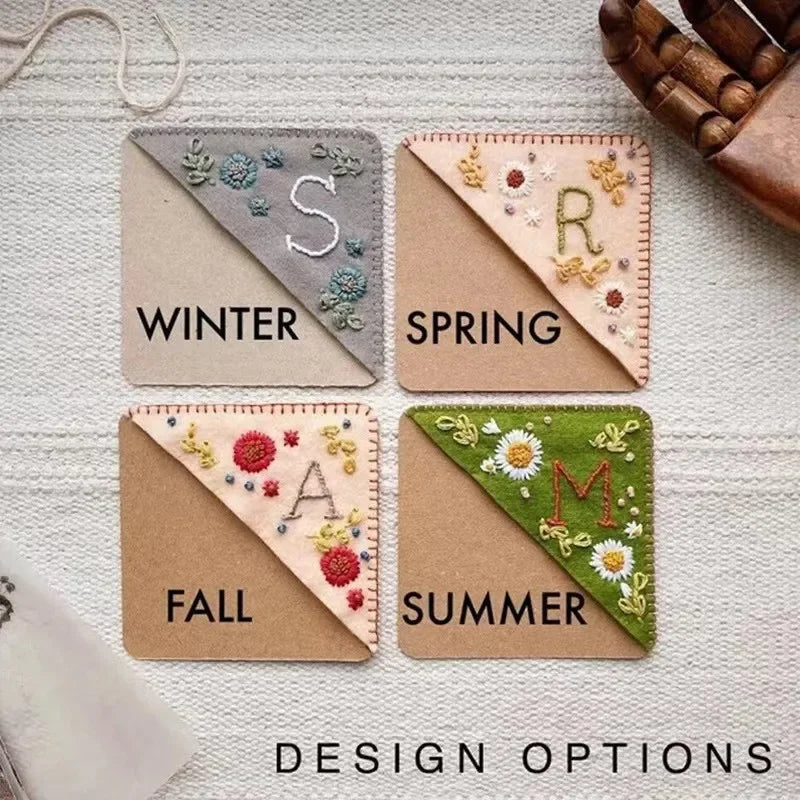 Floral Embroidered Corner Bookmark – Cozy Reader Gift