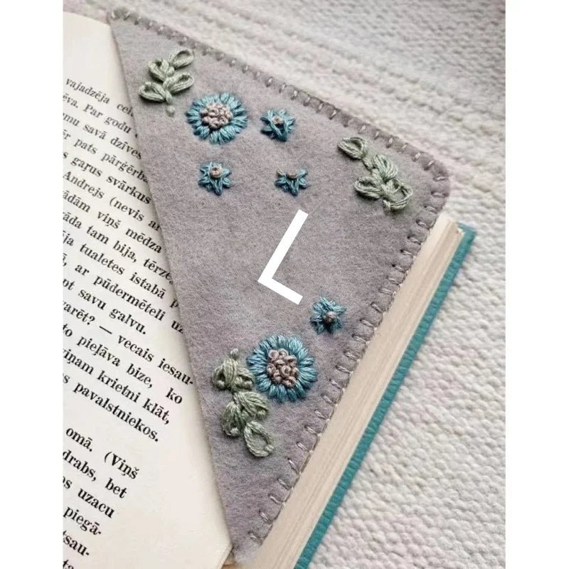 Floral Embroidered Corner Bookmark – Cozy Reader Gift