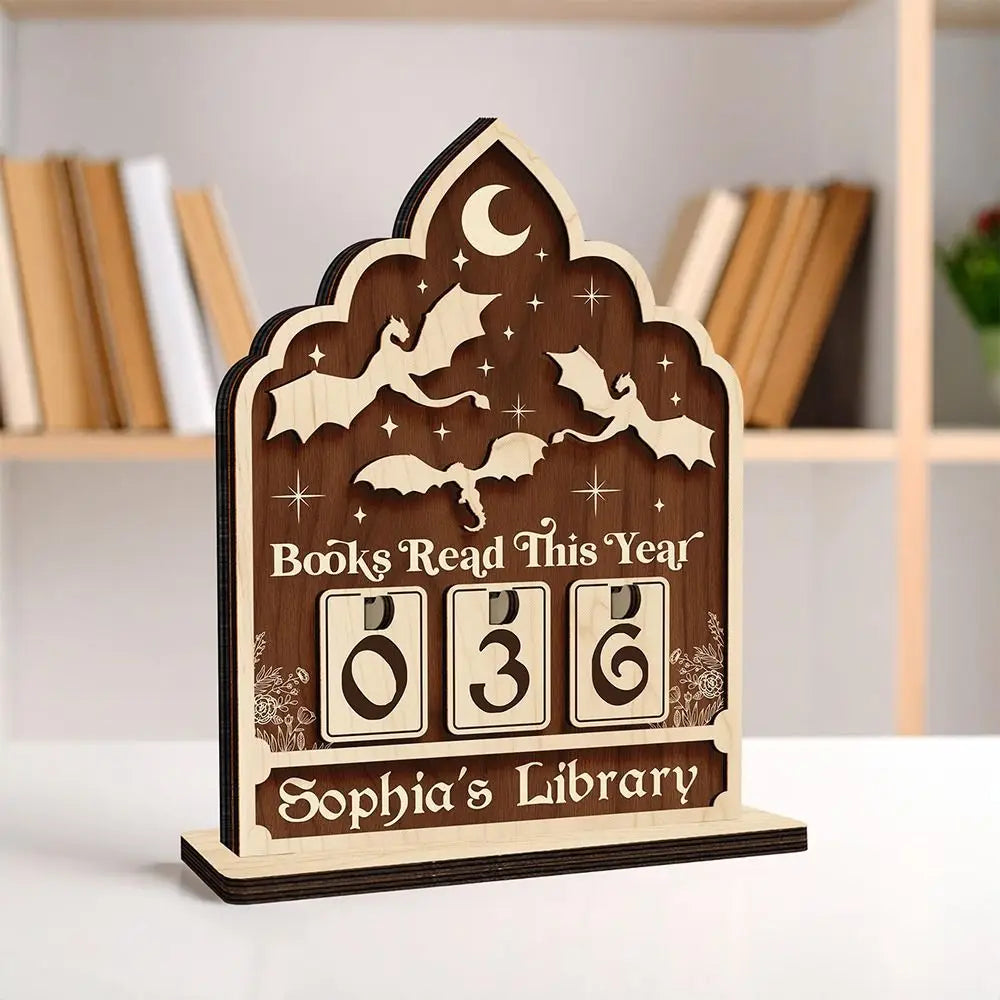 Wooden Reading Tracker – Book Lover Bookshelf Decor