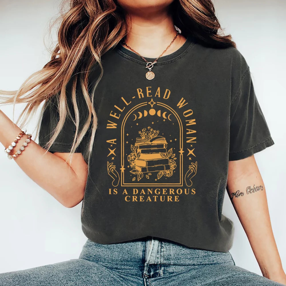 Well Read Woman Tee – Aesthetic Book Lover Shirt