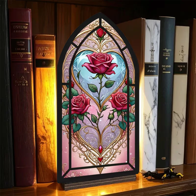 Rose Book Nook Light – Cozy Aesthetic Bookshelf Deco