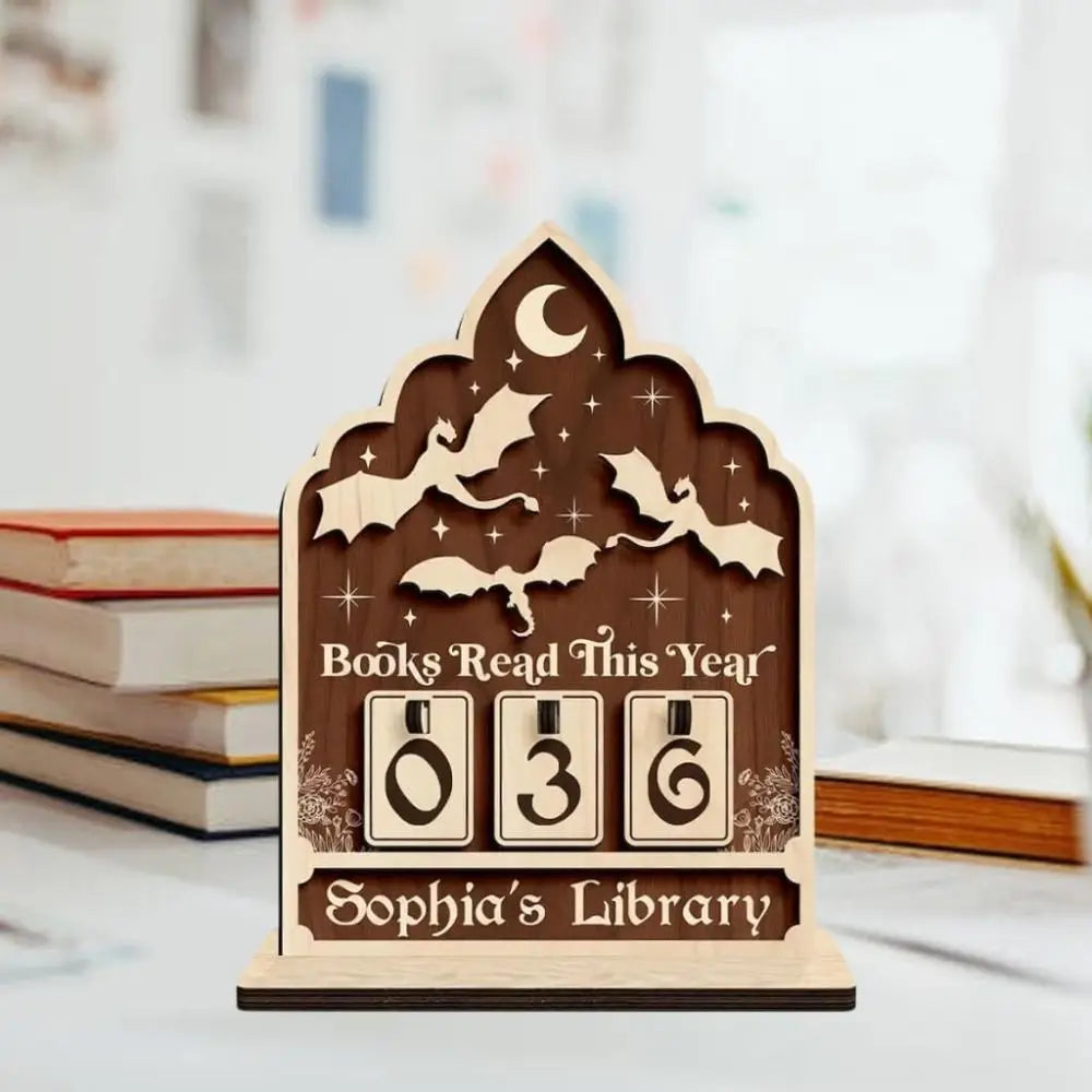 Wooden Reading Tracker – Book Lover Bookshelf Decor