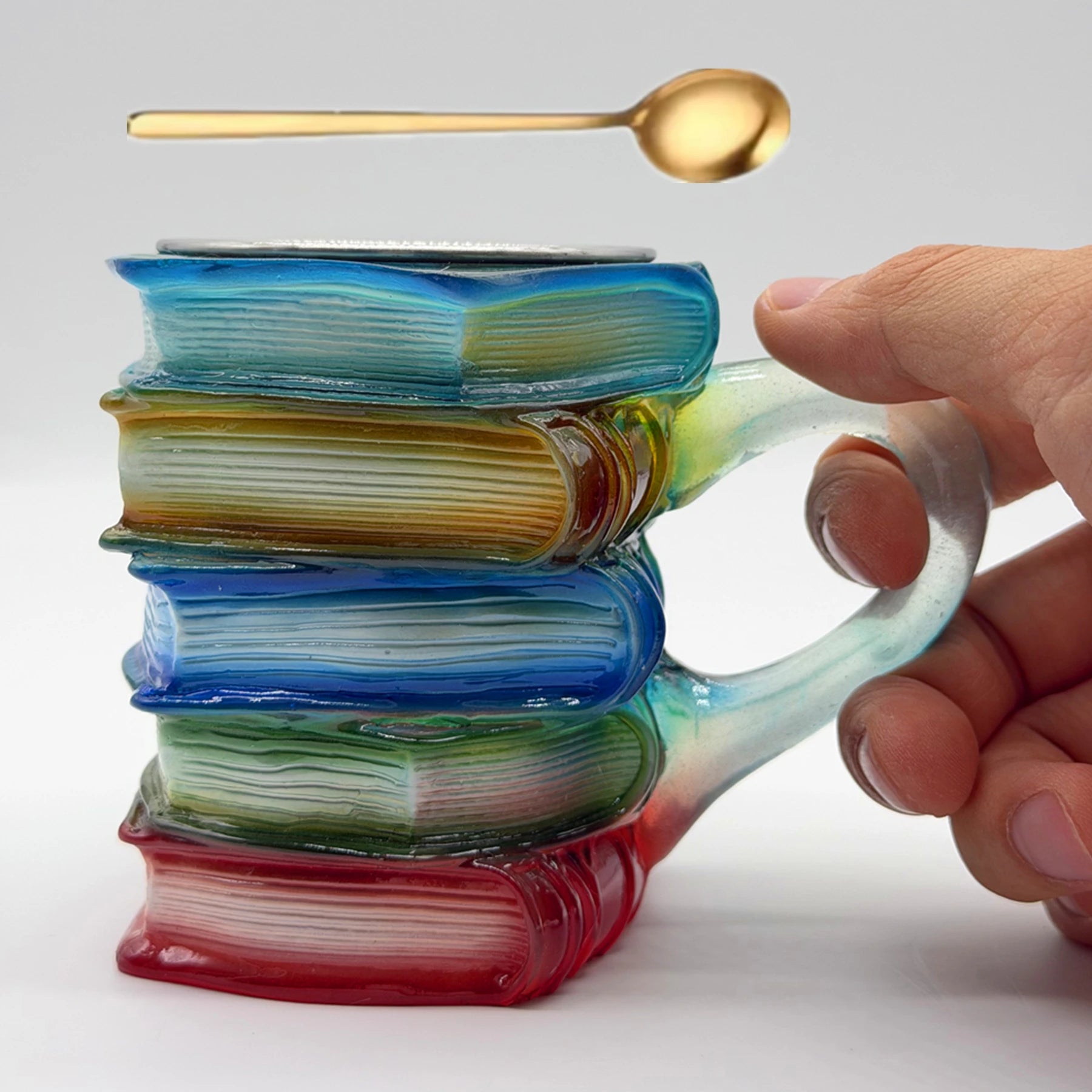 Rainbow Book Stack Mug – Aesthetic Coffee Cup for Book Lovers