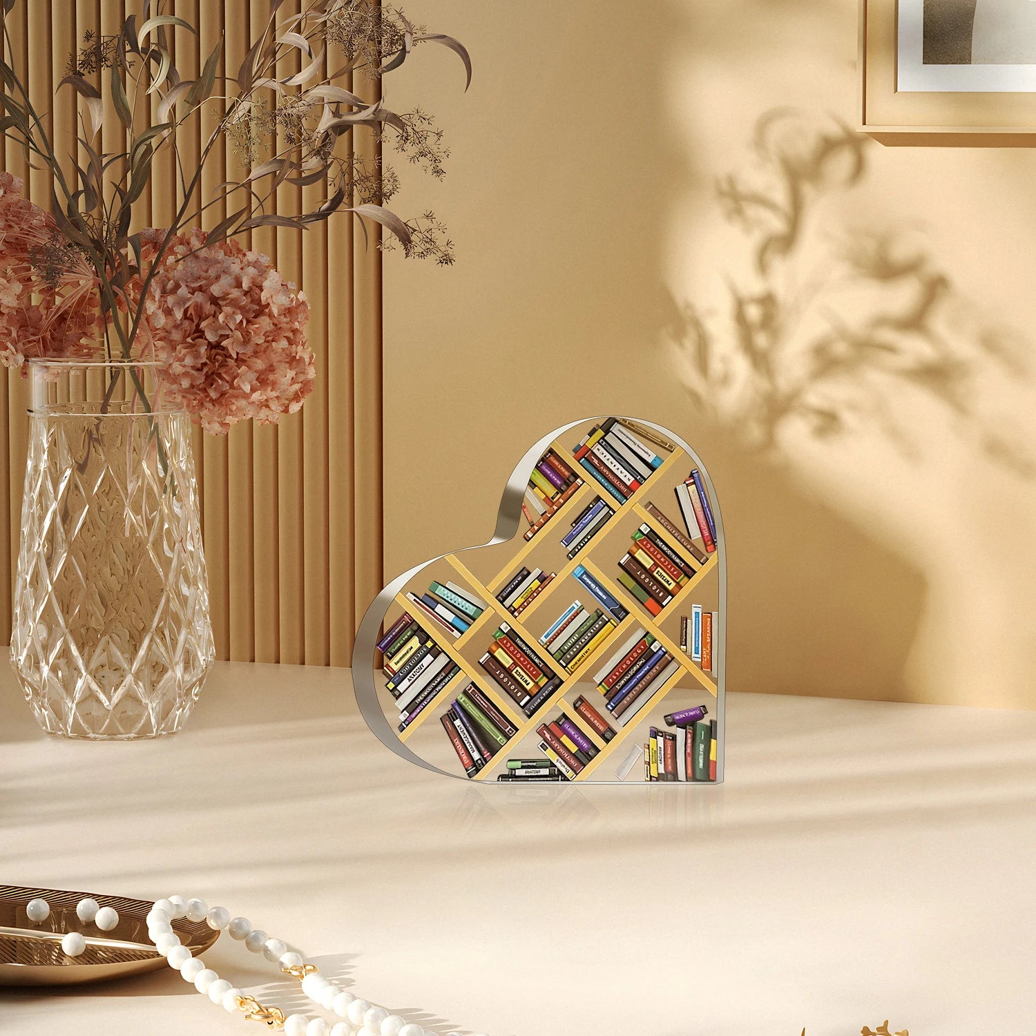 Book Lover Heart Decor – Aesthetic Bookshelf Ornament