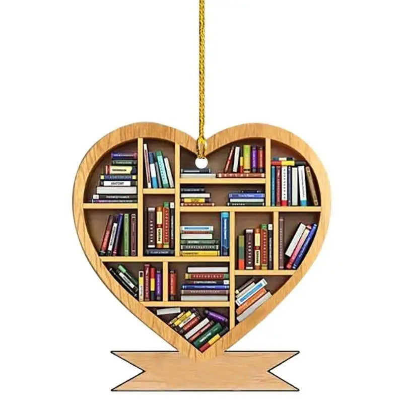 Book Lover Bookshelf Heart Ornament Gift for Readers