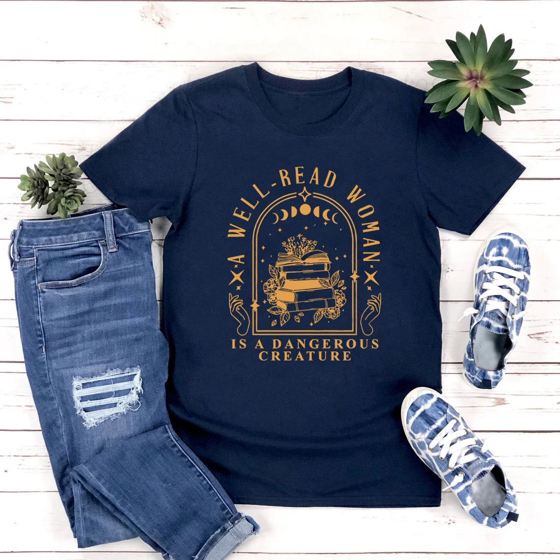 Well Read Woman Tee – Aesthetic Book Lover Shirt