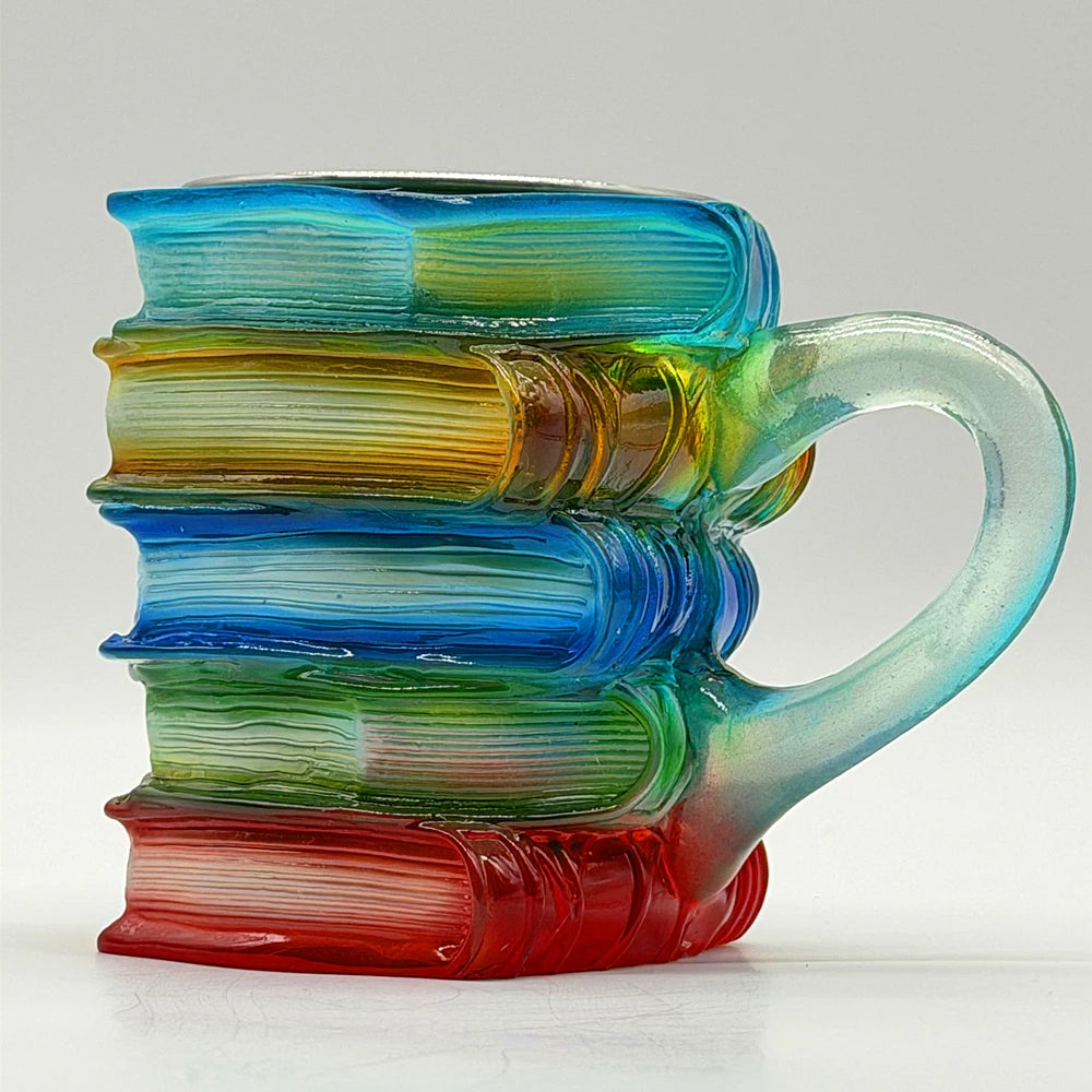 Rainbow Book Stack Mug – Aesthetic Coffee Cup for Book Lovers