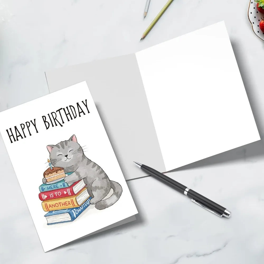 Another Chapter Cat Birthday Card