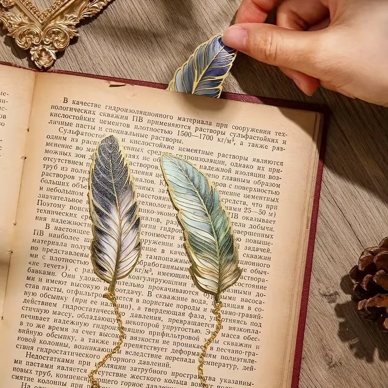 Vintage Feather Bookmarks – Elegant Book Lover Gift