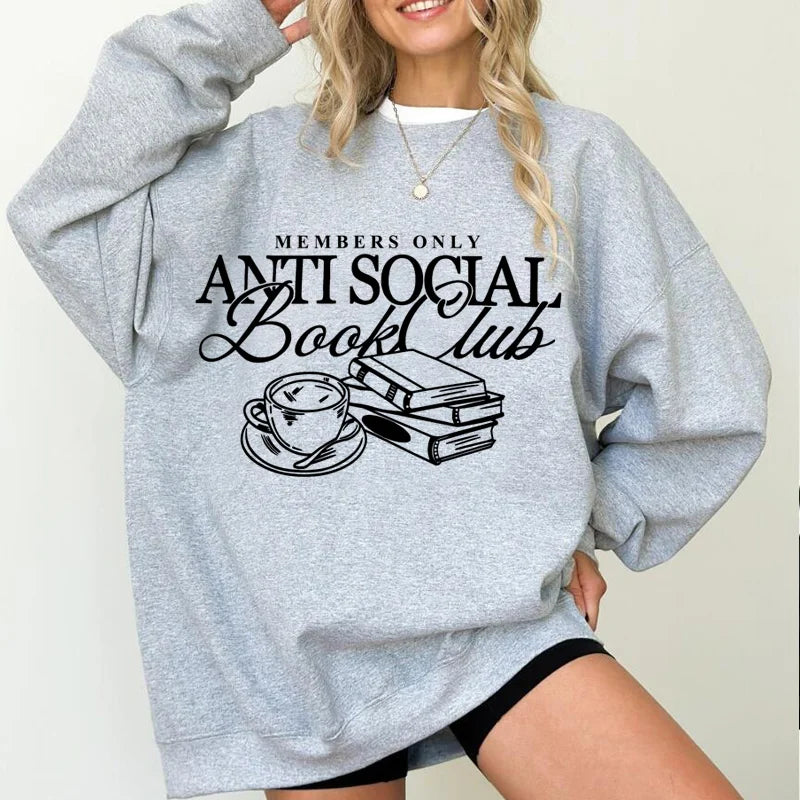 Anti Social Book Club Sweatshirt – Cozy Book Lover Crewneck