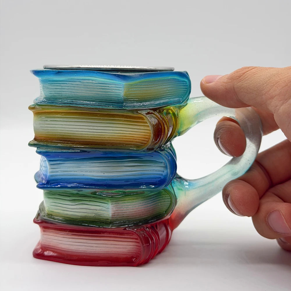 Rainbow Book Stack Mug – Aesthetic Coffee Cup for Book Lovers