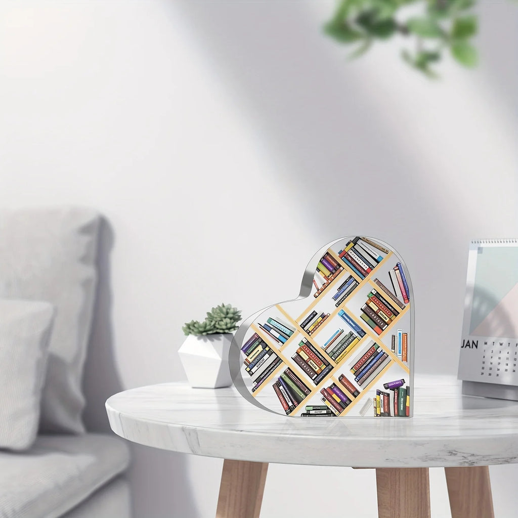 Book Lover Heart Decor – Aesthetic Bookshelf Ornament