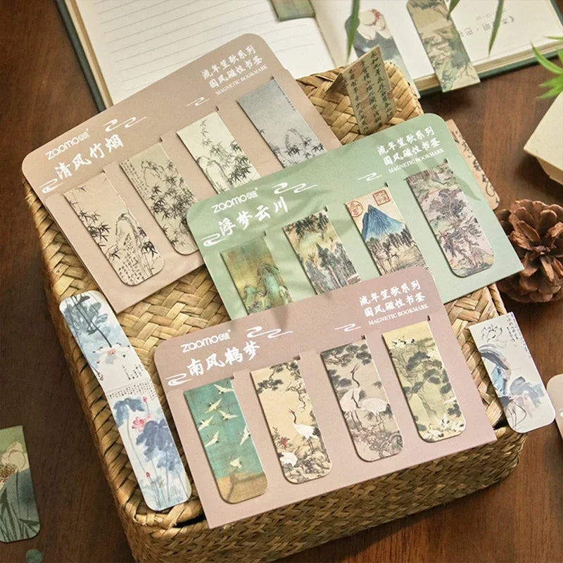 Vintage Magnetic Bookmark Set for Book Lovers (4 Pack)