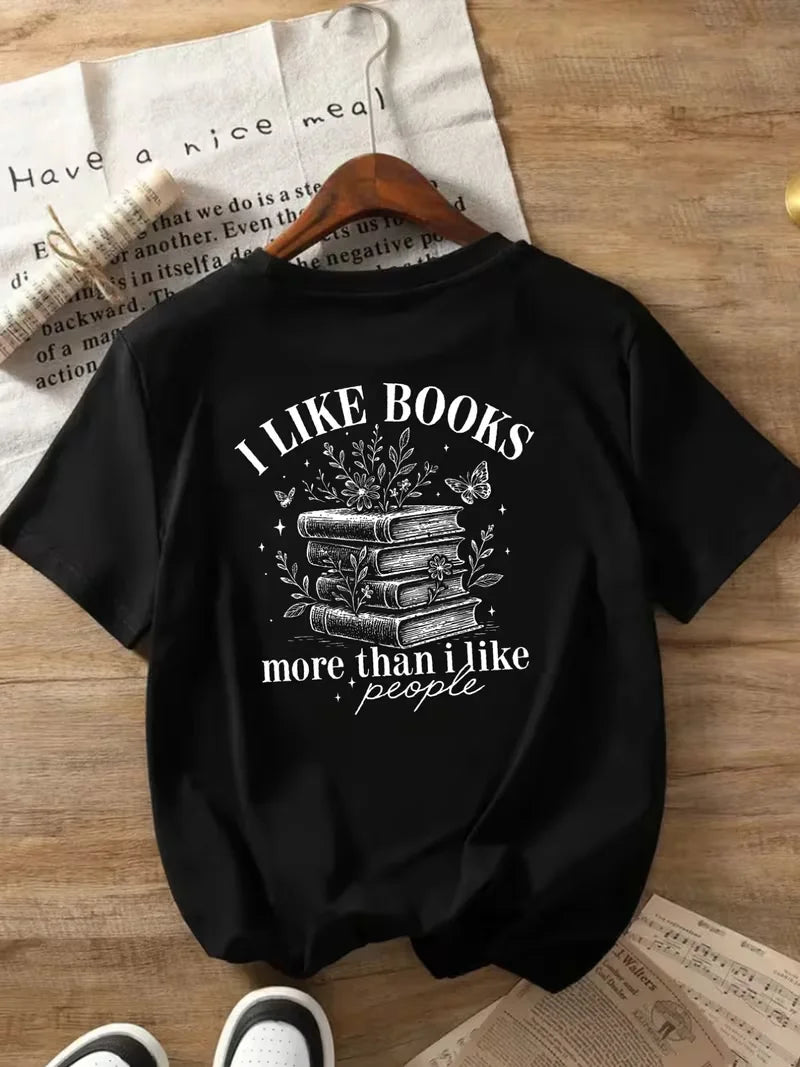 I Like Books More Than People Tee – Funny Book Lover Shirt