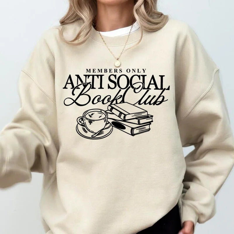 Anti Social Book Club Sweatshirt – Cozy Book Lover Crewneck