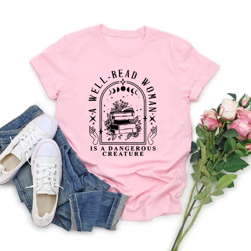 Well Read Woman Tee – Aesthetic Book Lover Shirt