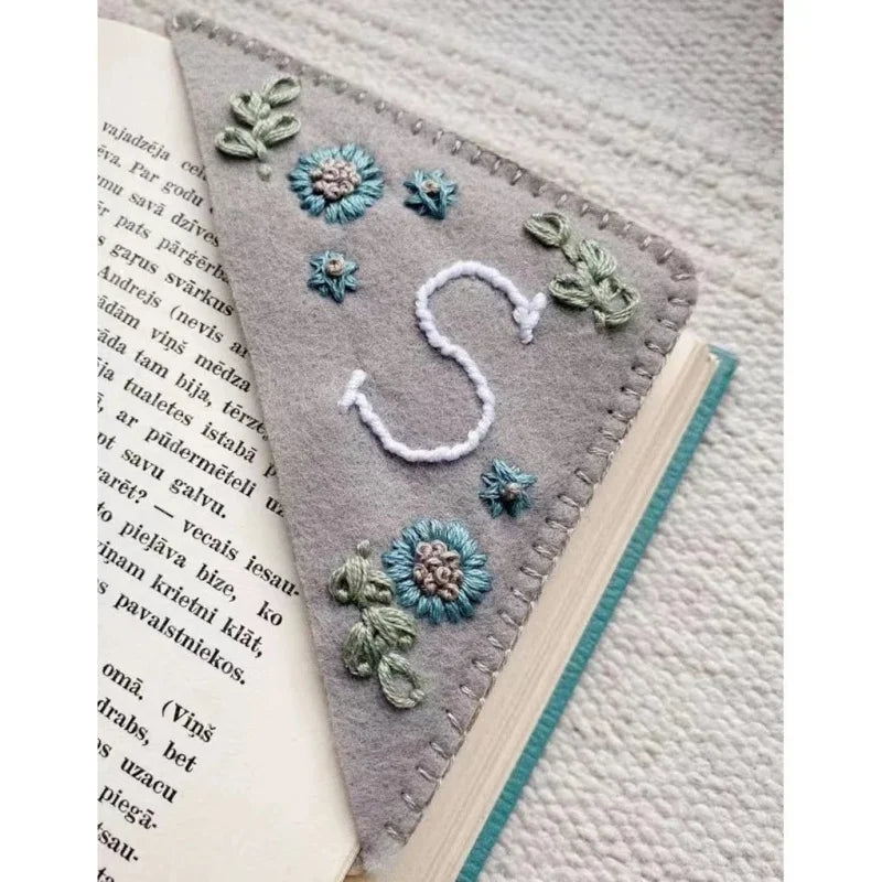 Floral Embroidered Corner Bookmark – Cozy Reader Gift