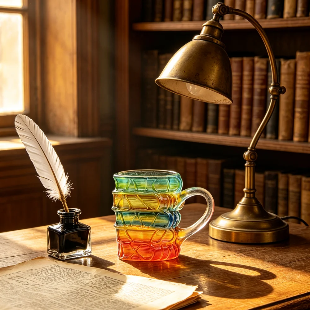 Rainbow Book Stack Mug – Aesthetic Coffee Cup for Book Lovers