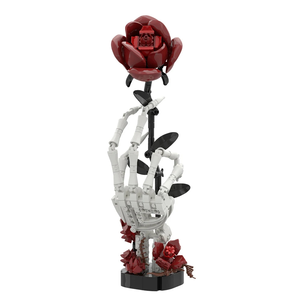 Gothic Skull Rose Building Kit – Dark Romance Decor, Aesthetic Book Lover Gift