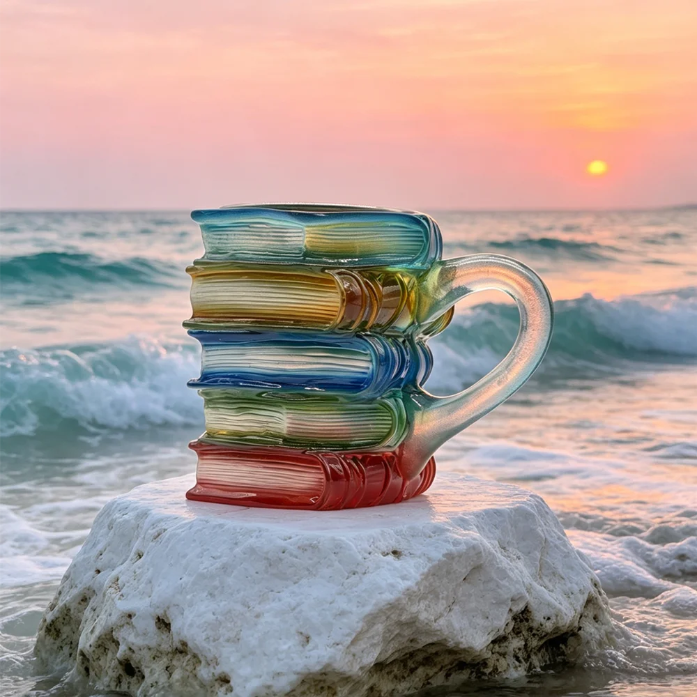 Rainbow Book Stack Mug – Aesthetic Coffee Cup for Book Lovers