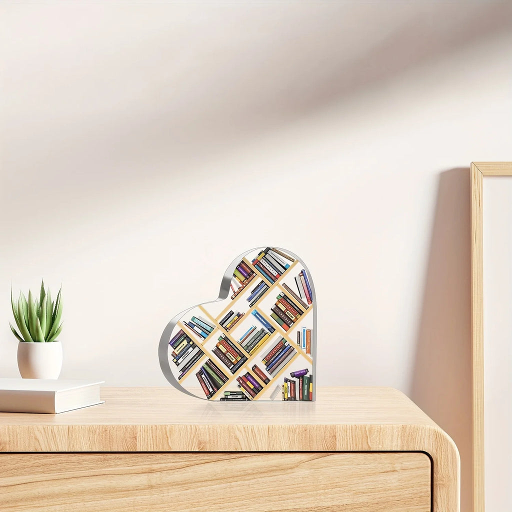 Book Lover Heart Decor – Aesthetic Bookshelf Ornament