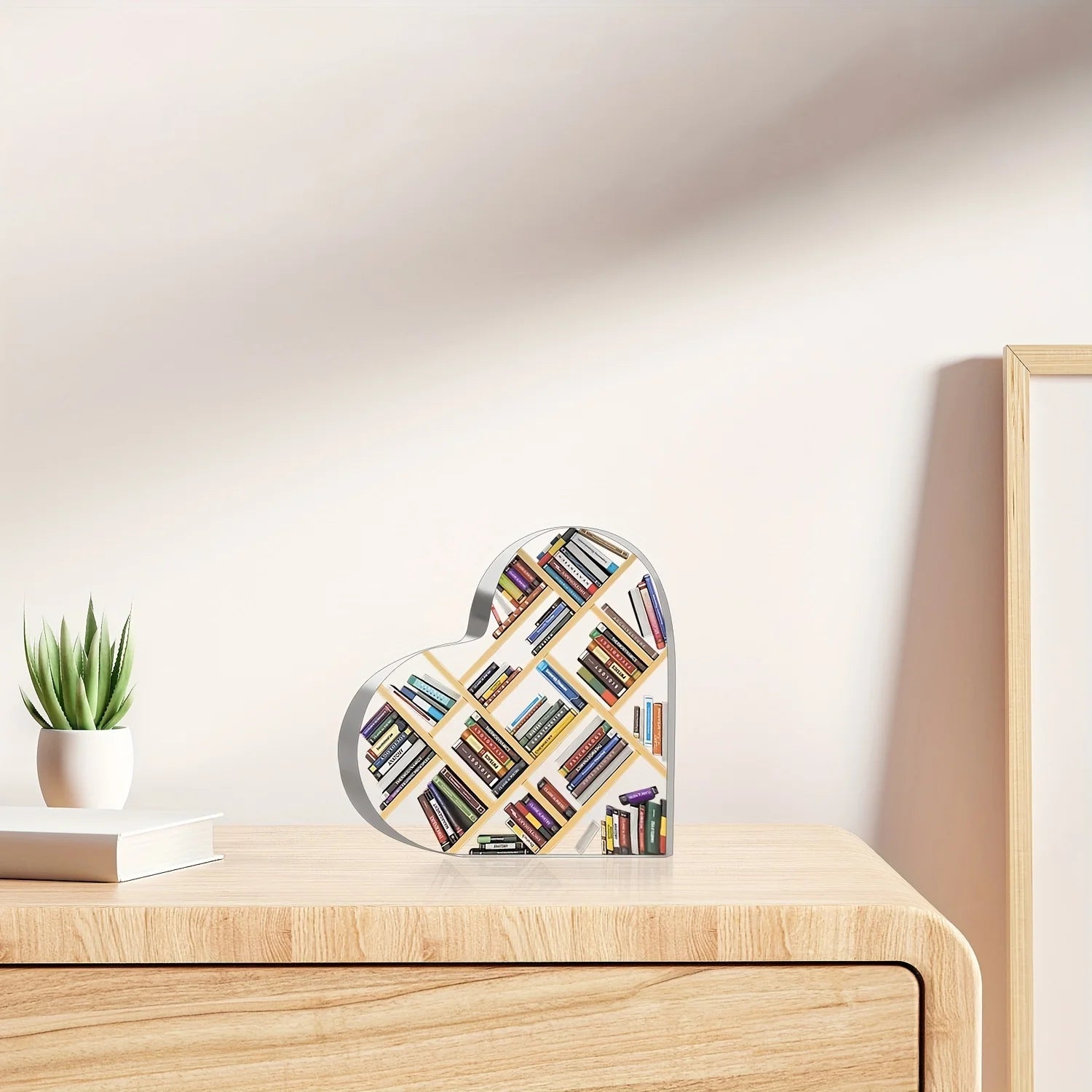 Book Lover Heart Decor – Aesthetic Bookshelf Ornament