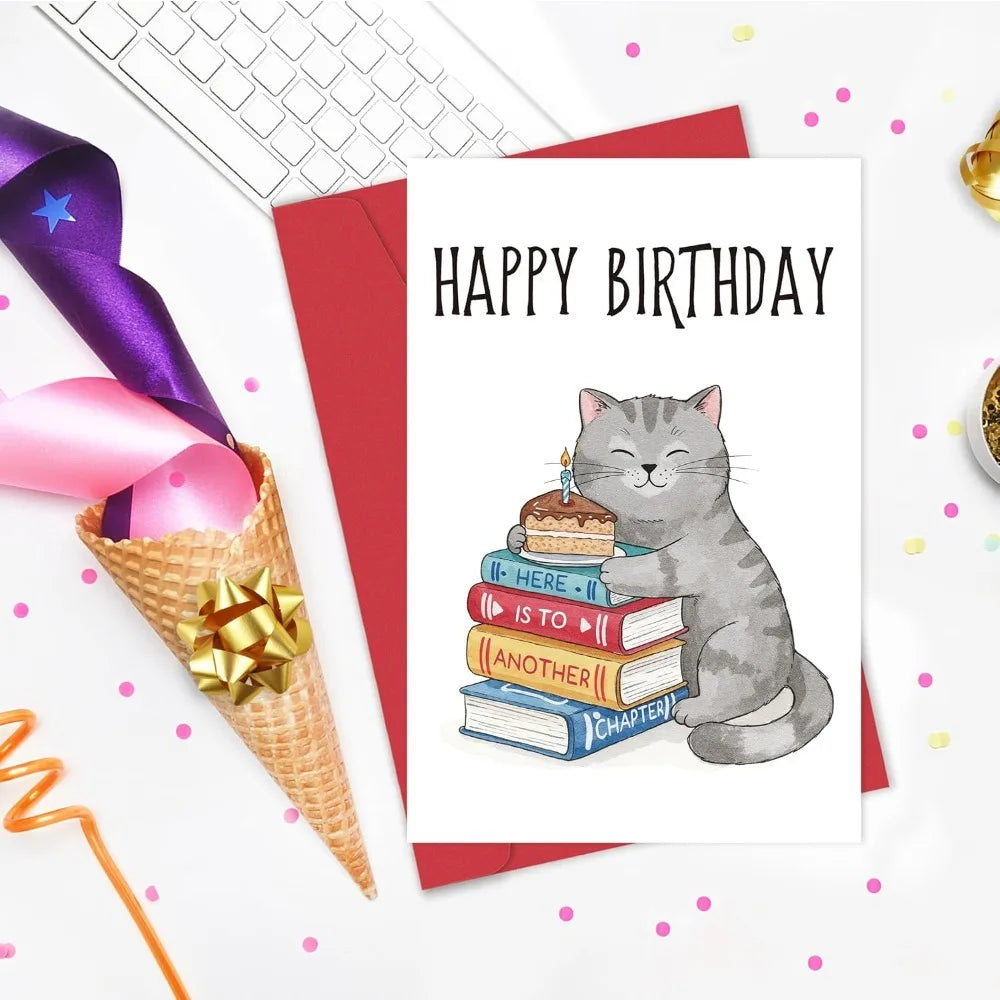 Another Chapter Cat Birthday Card