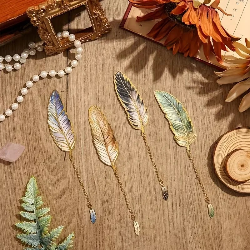 Vintage Feather Bookmarks – Elegant Book Lover Gift