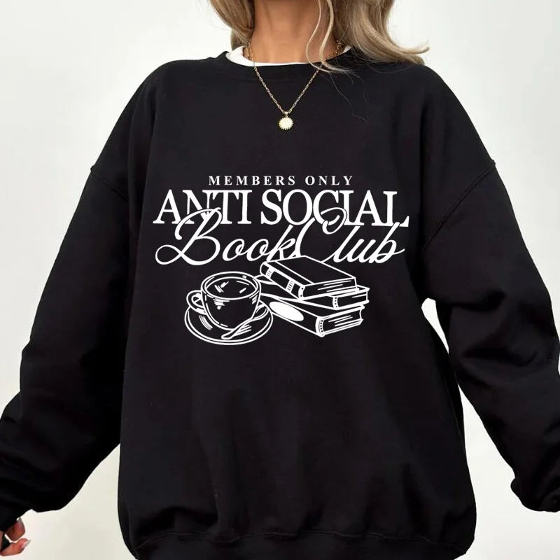 Anti Social Book Club Sweatshirt – Cozy Book Lover Crewneck