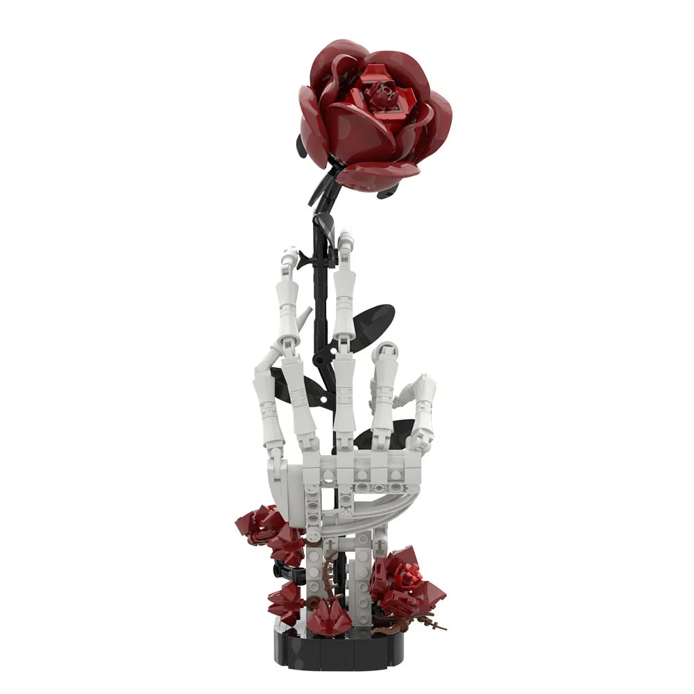 Gothic Skull Rose Building Kit – Dark Romance Decor, Aesthetic Book Lover Gift