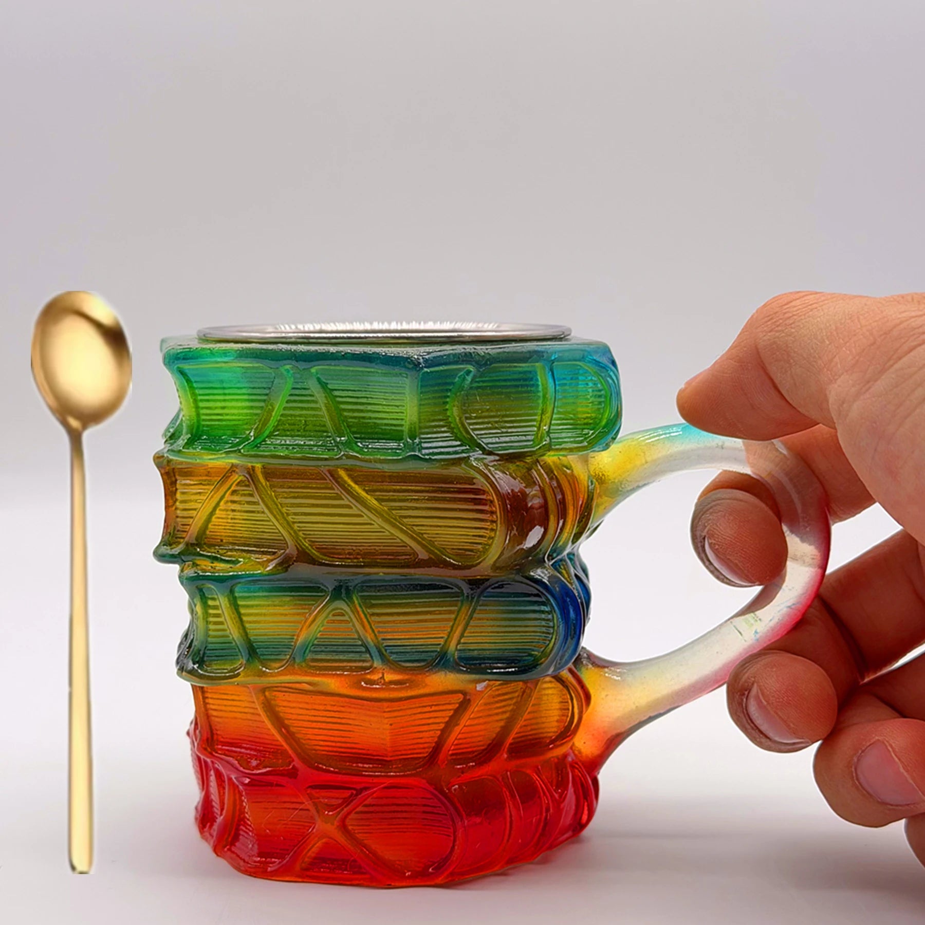 Rainbow Book Stack Mug – Aesthetic Coffee Cup for Book Lovers