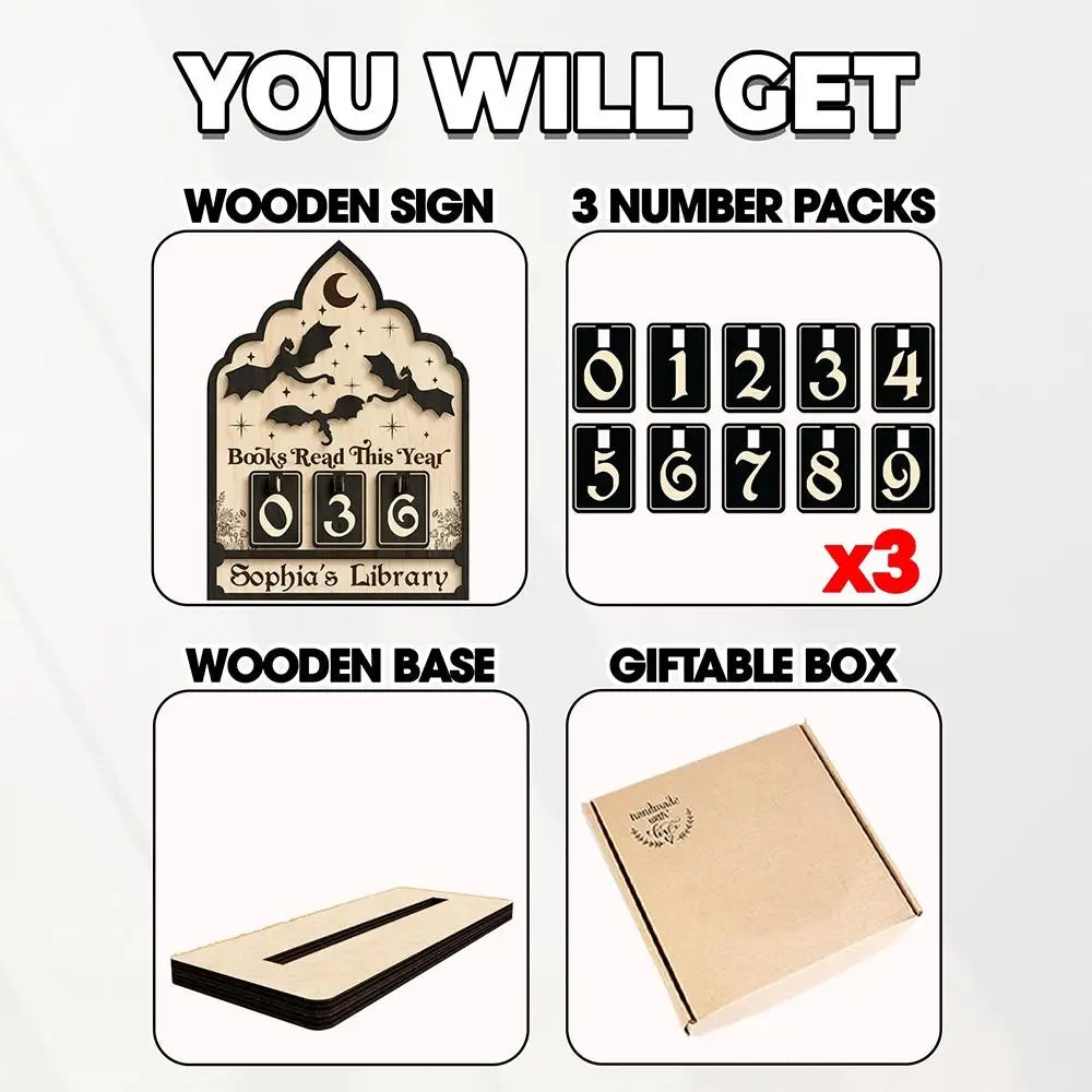Wooden Reading Tracker – Book Lover Bookshelf Decor