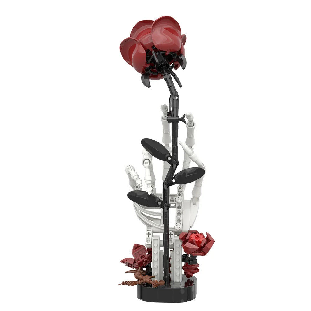 Gothic Skull Rose Building Kit – Dark Romance Decor, Aesthetic Book Lover Gift