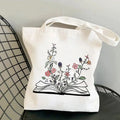 Book Lover Floral Canvas Tote Bag