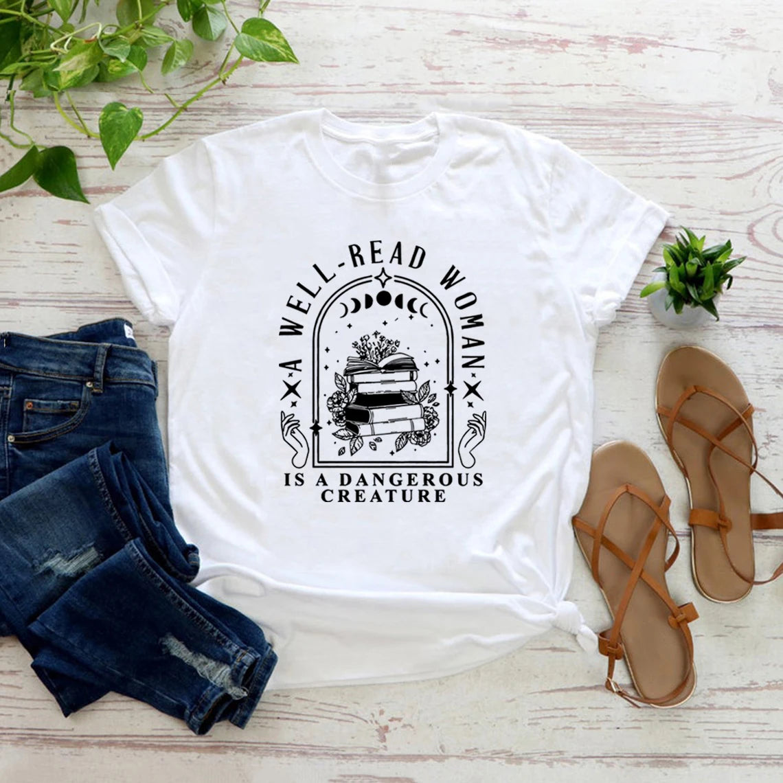 Well Read Woman Tee – Aesthetic Book Lover Shirt