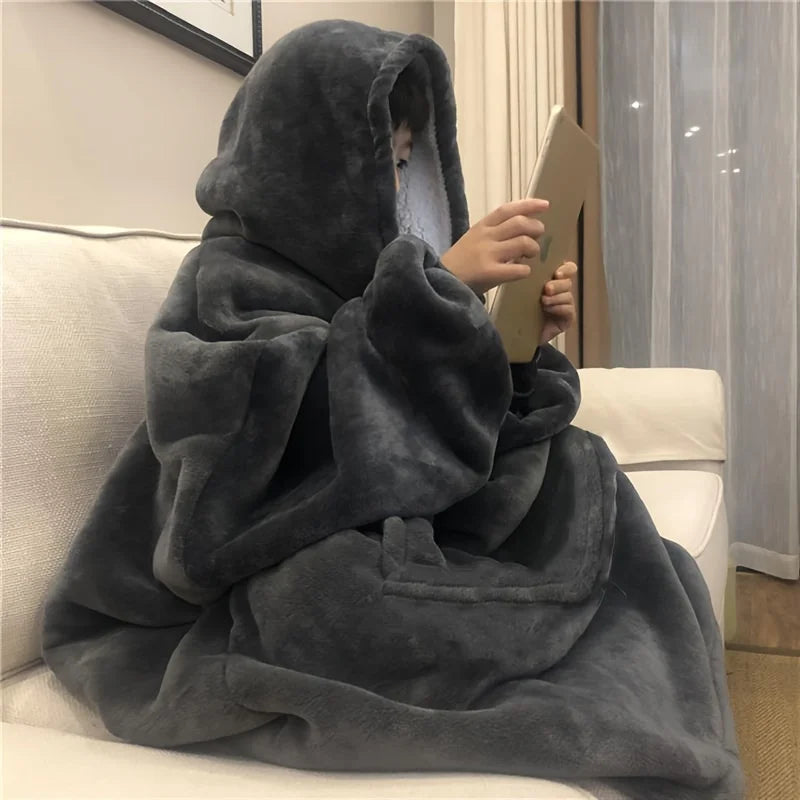 Ultra Cozy Oversized Hoodie Blanket – Wearable Sherpa Sweatshirt