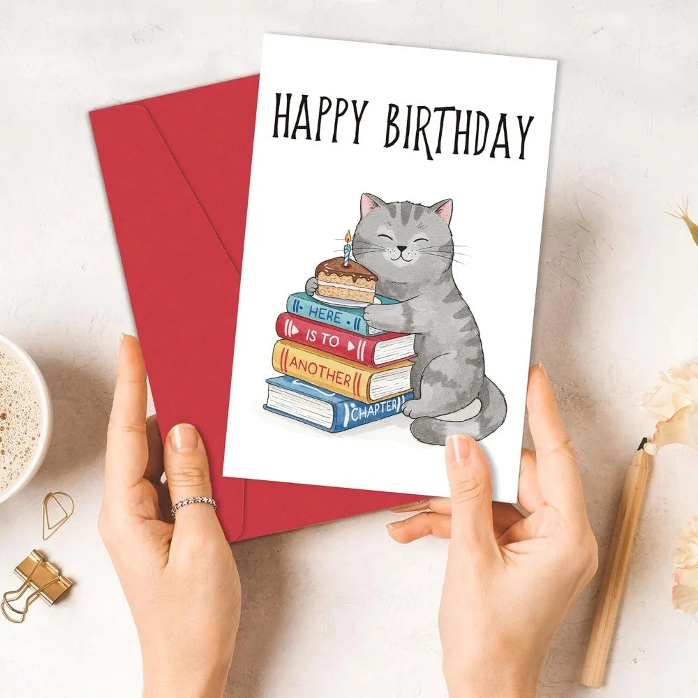 Another Chapter Cat Birthday Card