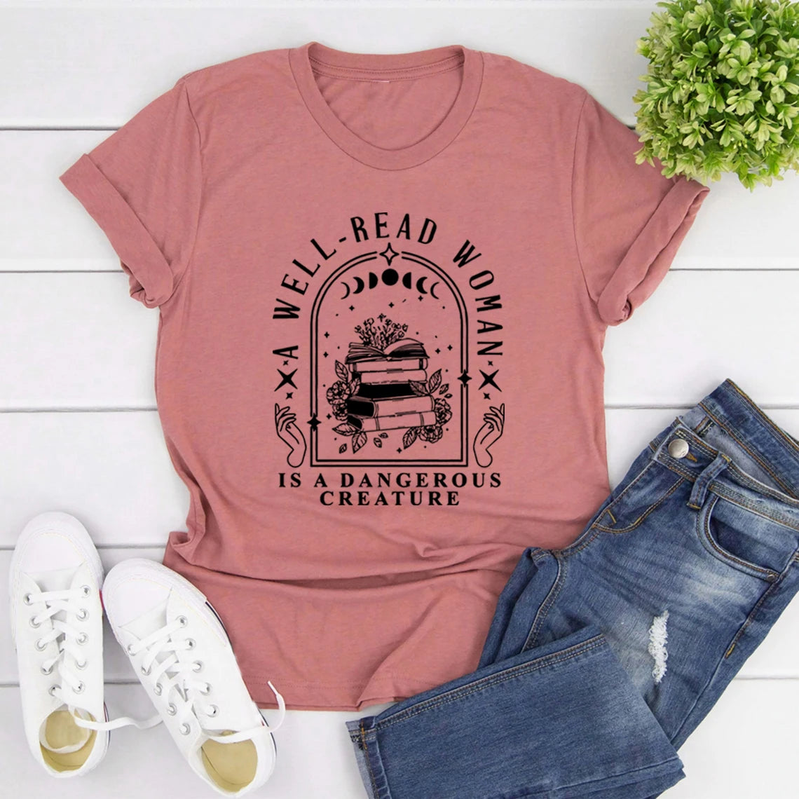 Well Read Woman Tee – Aesthetic Book Lover Shirt