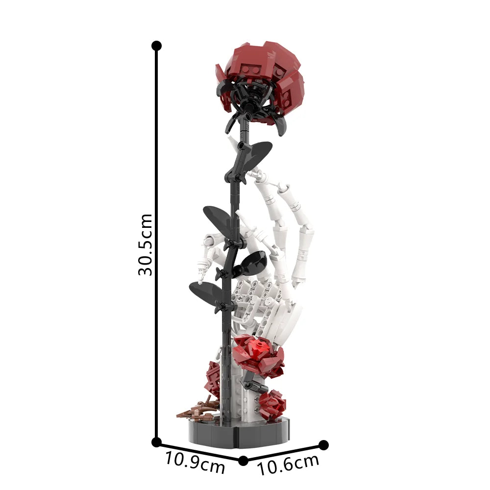 Gothic Skull Rose Building Kit – Dark Romance Decor, Aesthetic Book Lover Gift