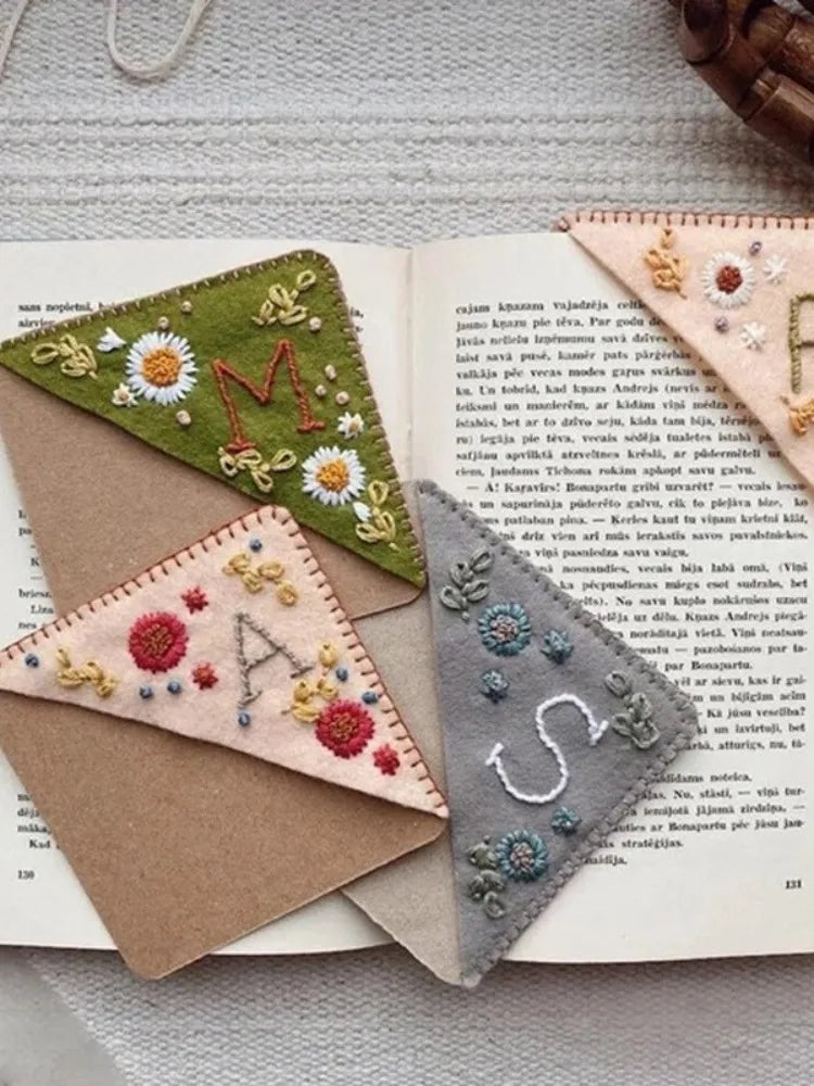 Floral Embroidered Corner Bookmark – Cozy Reader Gift
