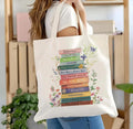 Floral Book Lover Canvas Tote Bag